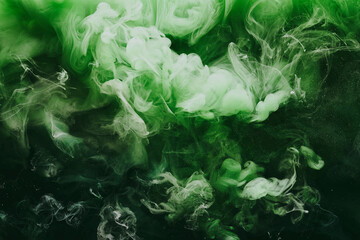 Abstract green background. Moving smoke flow, fluid liquid art.