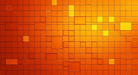 Orange and yellow square mosaic displays abstract light and shadow patterns.