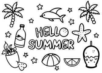 Whimsical summer greetings with tropical elements Vector © Ripon