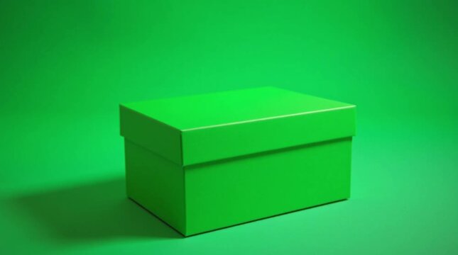Green rectangular box with a lid on a green background