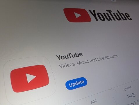 Youtube logo on app store update concept
