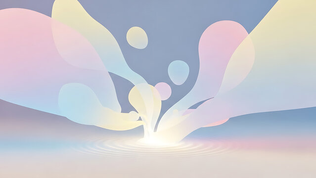 Vibrant abstract art with pastel colors and dynamic fluid shapes - Powered by Adobe