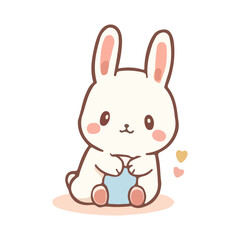 Obraz premium Cute rabbit with banner blank design