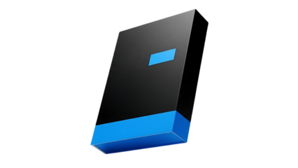 Black Box with Blue Accents Isolated on Transparent Background