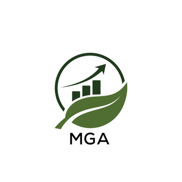 MGA Green Growth Logo. MGA Leaf and Upward Chart &ndash; Business, Finance, Investment  MGA Branding Icon
