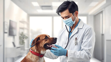 veterinarian with dog