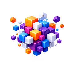 Obraz premium Floating Symphony of Vibrant 3D Cubes in a Futuristic Abstract Space