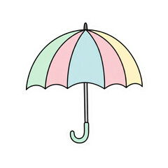 Pastel colored umbrella with scalloped edge and curved handle isolated on a transparent background pink