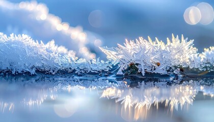 Melted Snow Crystals Combine With Water in a Close View