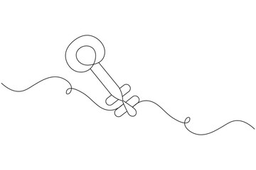 Key lock security continuous one line drawing clean minimalist vector
