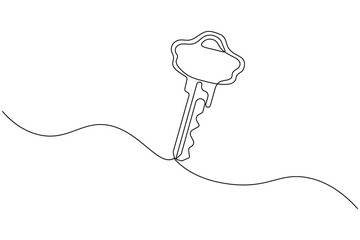 Unlock key continuous one line drawing simple minimalist outline vector
