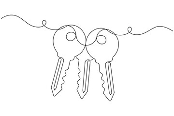 Key security unlock continuous one line drawing minimalist outline vector
