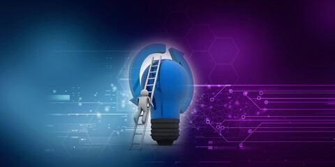 3d rendering fluorescent cfl lamp with technician 