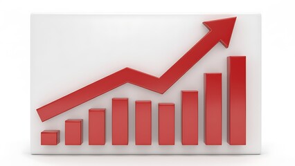 Business growth and decline comparison with rising blue arrow and falling red bar chart on white background