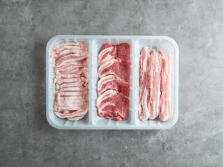 Pork belly and neck, raw meat