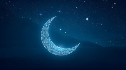 Crescent Moon Night Sky Illustration