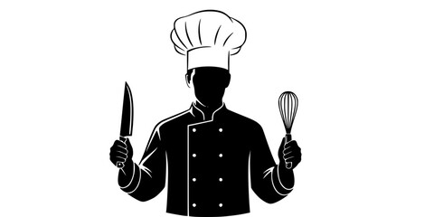 Professional Chef Culinary School Logo Silhouette