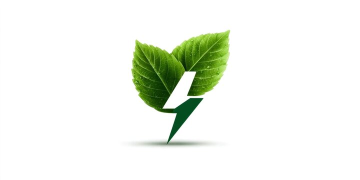 Green energy lightning bolt leaves logo concept - Powered by Adobe