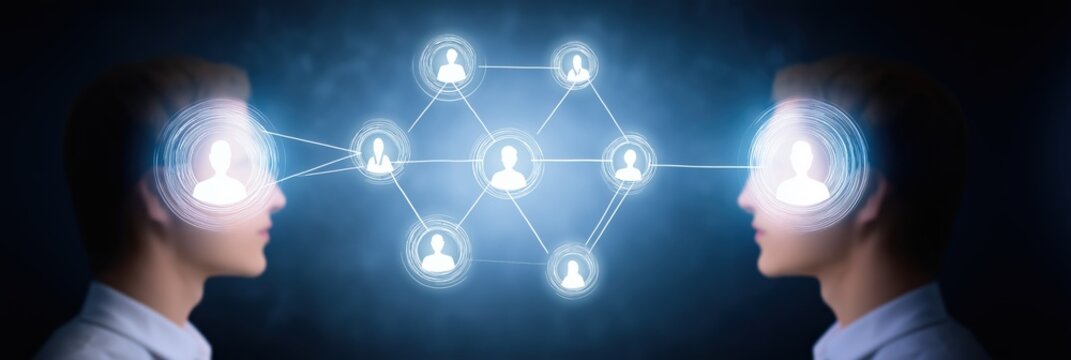 Conceptual visualization of human connection and communication with digital network - Powered by Adobe
