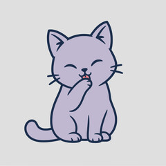 Obraz premium Cute purple cat licking paw with adorable expression