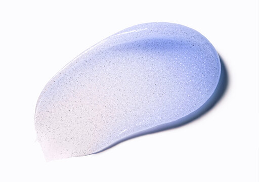 Hair dye purple blue anti-yellow coloring mask, balm or shampoo pigment smudge swatch isolated on white. 