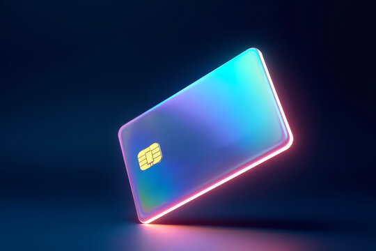 Holographic Glass Credit Card. Futuristic Payment Card Concept. Luxury Financial Tech Design - Powered by Adobe