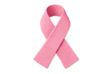 Pink ribbon representing breast cancer awareness, support, health, hope, and solidarity on transparent background