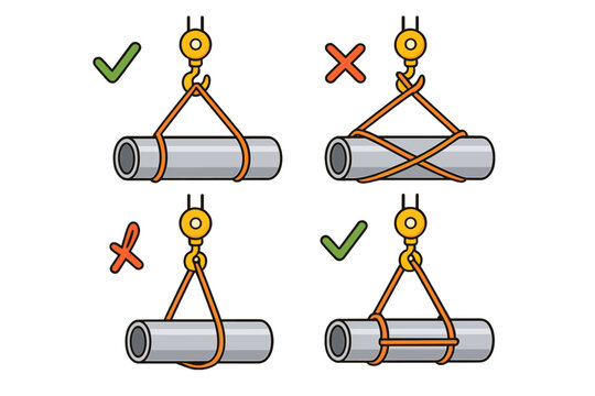 Guidelines for lifting and securing cylindrical objects with slings in construction environments