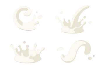 Obraz premium Different shapes and forms of milk splashes on a white background during a creative project or artistic illustration