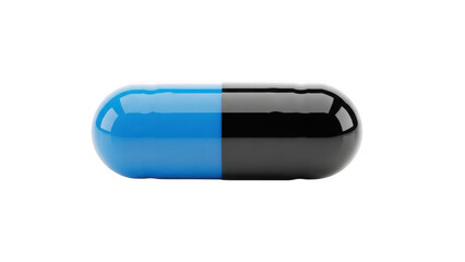 Blue and capsule medicine pill with glossy surface isolated on a transparent background drug pharmaceutical