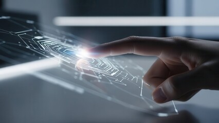 Index finger tapping invisible interface highlighting smart technology