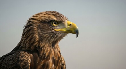 Fototapeta premium Eagle profile detailed feathers, sharp yellow beak