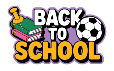 Back to School Text with Books, Pushpin, and Soccer Ball education learning
