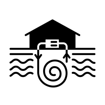 Ground source heat pump outline vector icon