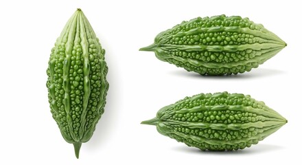 Bitter Melon Fruits on White Background.