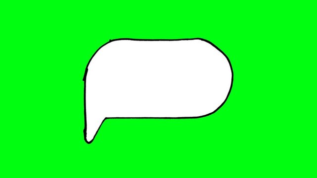 Hand-drawn rounded rectangular white speech bubble on green screen, ideal for professional vlogs, social media dialogue, and modern video caption overlays.
