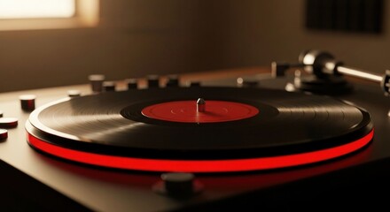 Record spins, bathed in warm, vintage light