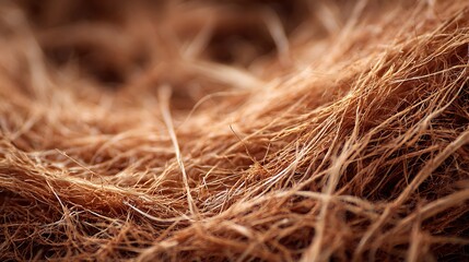 Detailed close up of natural dried brown plant fibers