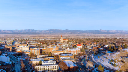 Fototapeta premium Aerial view of Helena, Montana in December