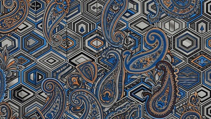 Intricate Celtic Pattern with Blue Swirls.