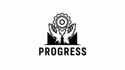 Hands holding a gear symbolizing progress and innovation in a modern industrial setting