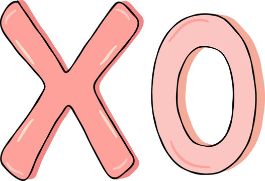 red letter xo love alphabet doodle hand drawn illustration