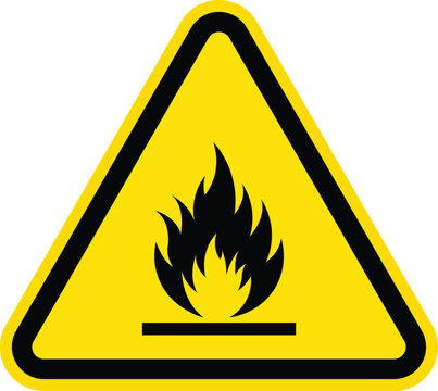 Flammable Warning Sign Vector &ndash; Fire Hazard Triangle Safety Sticker