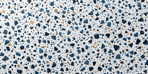 Vibrant blue and gold terrazzo pattern on white background