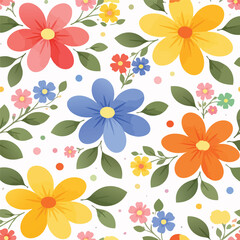 VibrantModernWildflowerGardenSeamlessPattern