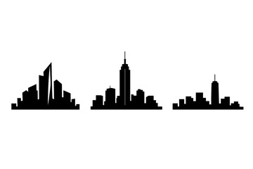 Fototapeta premium Cityscape and skyline icon set. Containing buildings, urban, architecture, skyline, tower, construction, metropolis, view, horizon, towers, space,