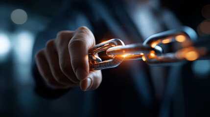 Blockchain technology concept digital chain network, how blockchain is rebuilding cybersecurity, faceless cybersecurity experts implementing blockchain, distributed ledger security, defocused