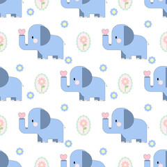 Sweet Blue Baby Elephant Pattern