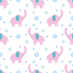 Cute Pink Baby Elephant Pattern