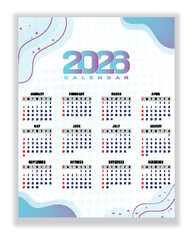 2026 Full Year Calendar Template with Gradient Accents